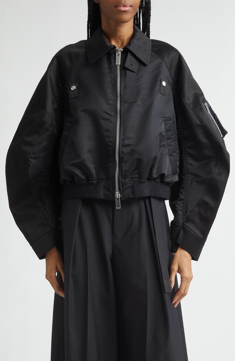 Sacai Cotton Chino x Nylon Twill Jacket, Main, color, Black