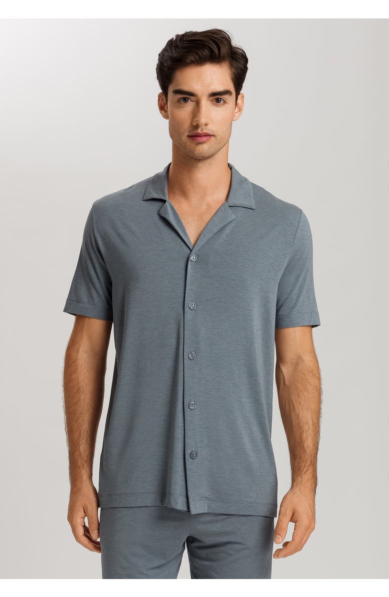 Hanro Casuals Notch Collar Button Front Shirt, Alternate, color, Ocean Melange