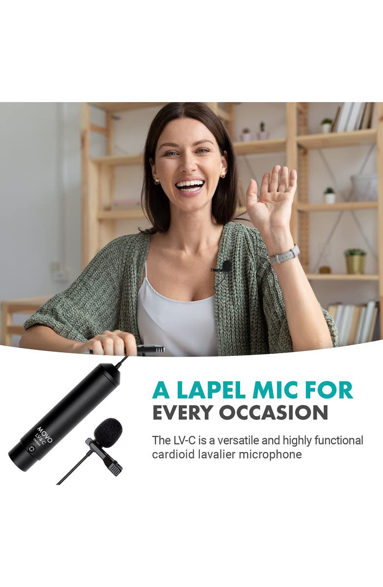 MOVO LV4-C Cardioid XLR Lavalier Microphone - Phantom Powered, Alternate, color, Black