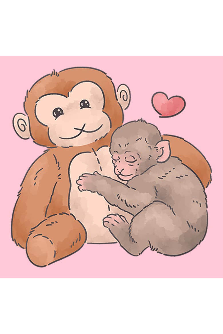 Girls' Plush Monkey Love T-Shirt, Alternate, color, Light Pink