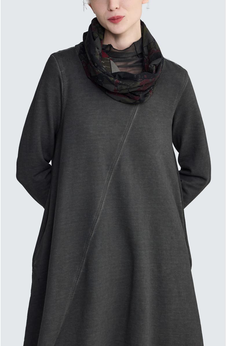 LUUKAA Dewy Sculptural Jersey Collar Scarf, Main, color, Smoky Print