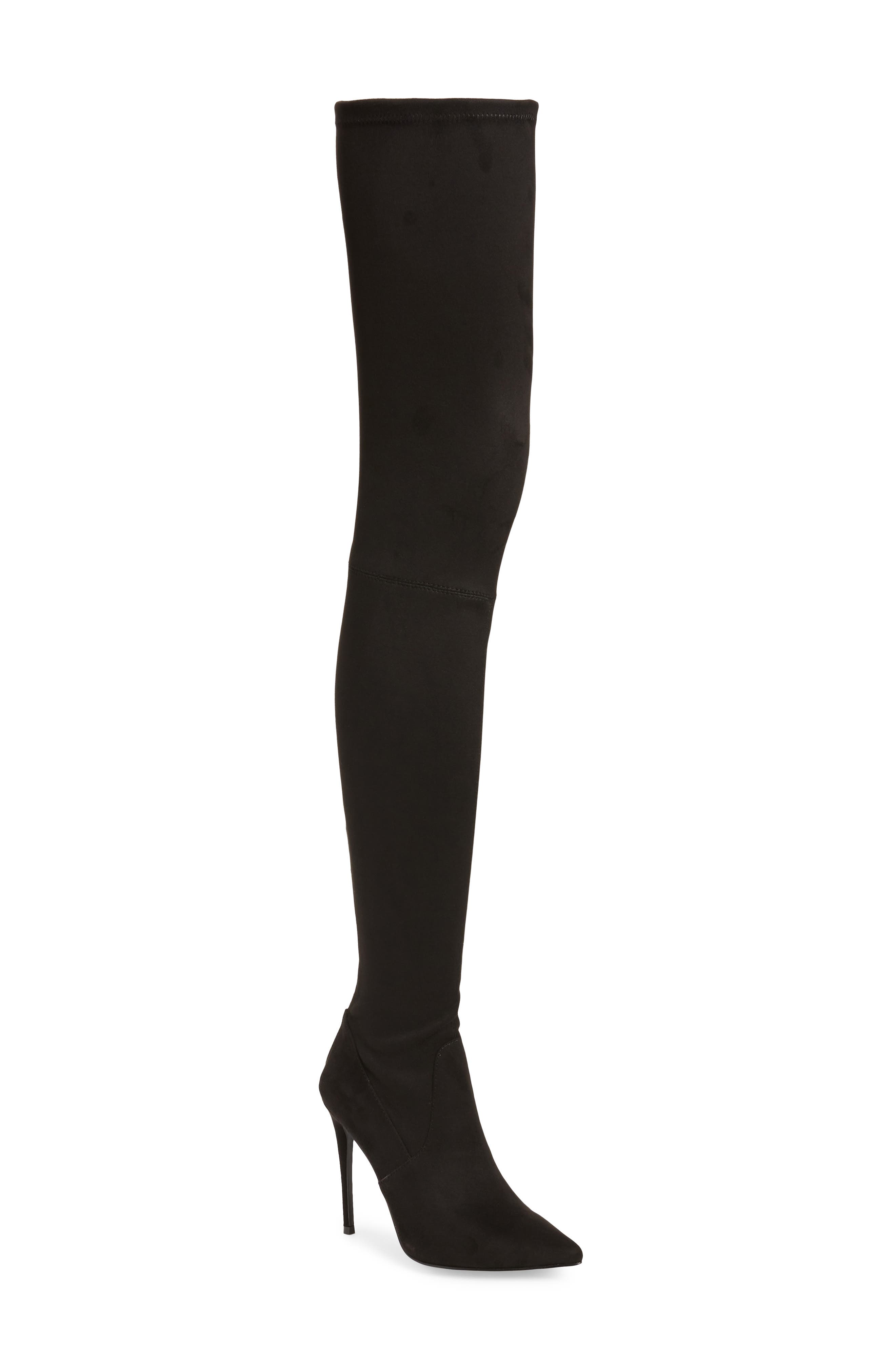 Domain Thigh High Boot, Main, color, BLACK