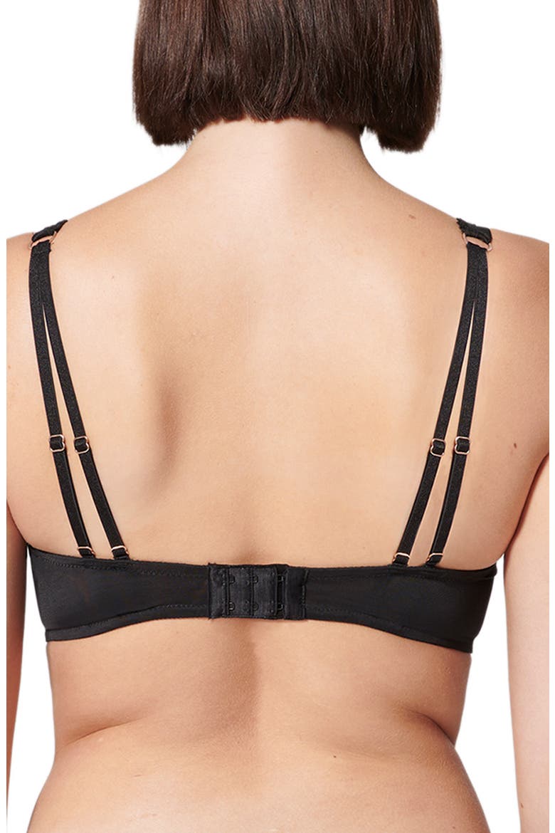 Mystic Underwire Embroidered Mesh Demi Bra, Alternate, color, BLACK