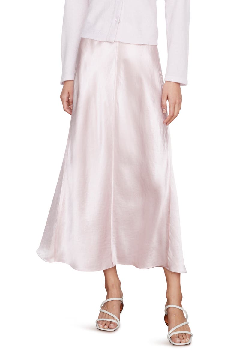Raw Edge Paneled Satin Slip Skirt, Main, color, ROSELLE