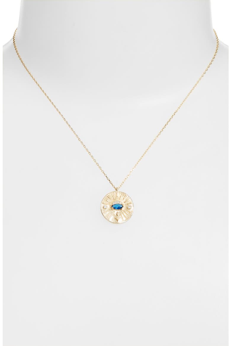 Evil Eye Medallion Necklace, Alternate, color, GOLD
