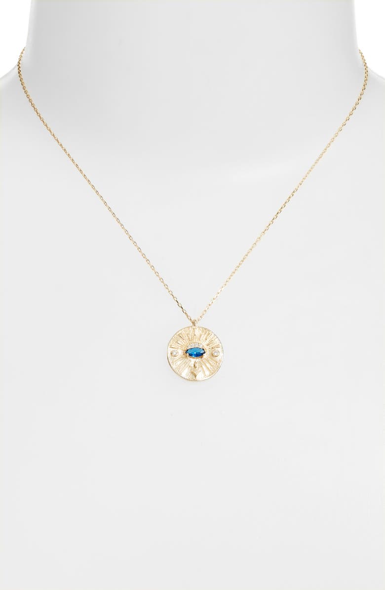 Argento Vivo Sterling Silver Evil Eye Medallion Necklace, Alternate, color, 
