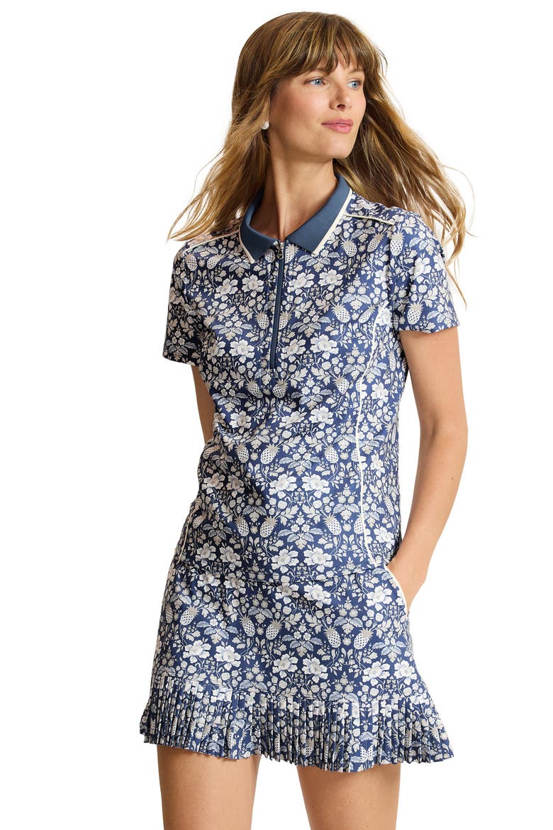 Sierra Sun Tropical Reflection Pleated Skirt, Alternate, color, DK BLUESTONE