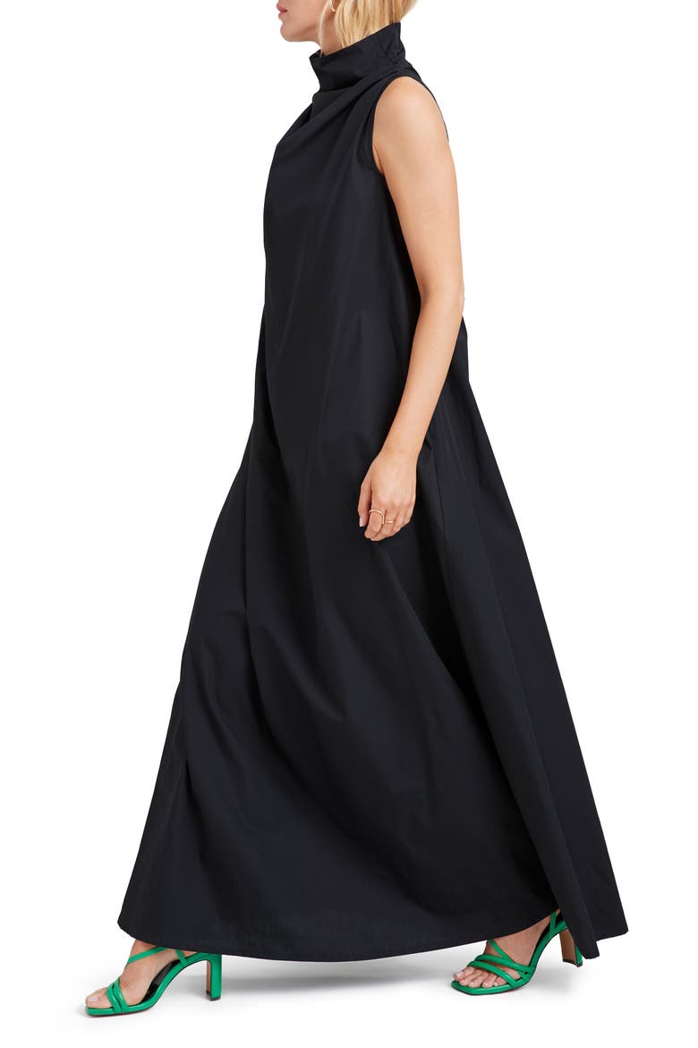 Minna Sleeveless Cotton Poplin Maxi Dress, Alternate, color, BLACK