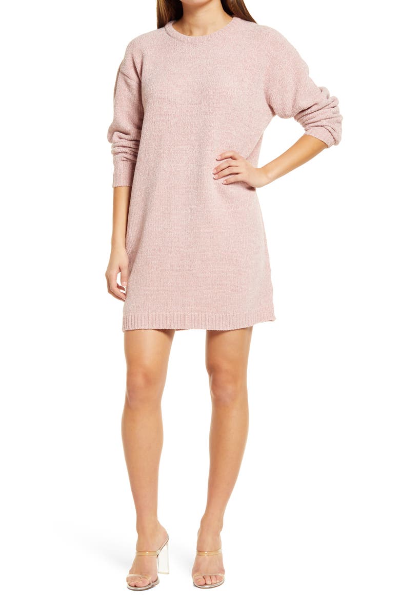 Sunday Afternoon Long Sleeve Chenille Sweater Dress, Main, color, DUSTY PINK