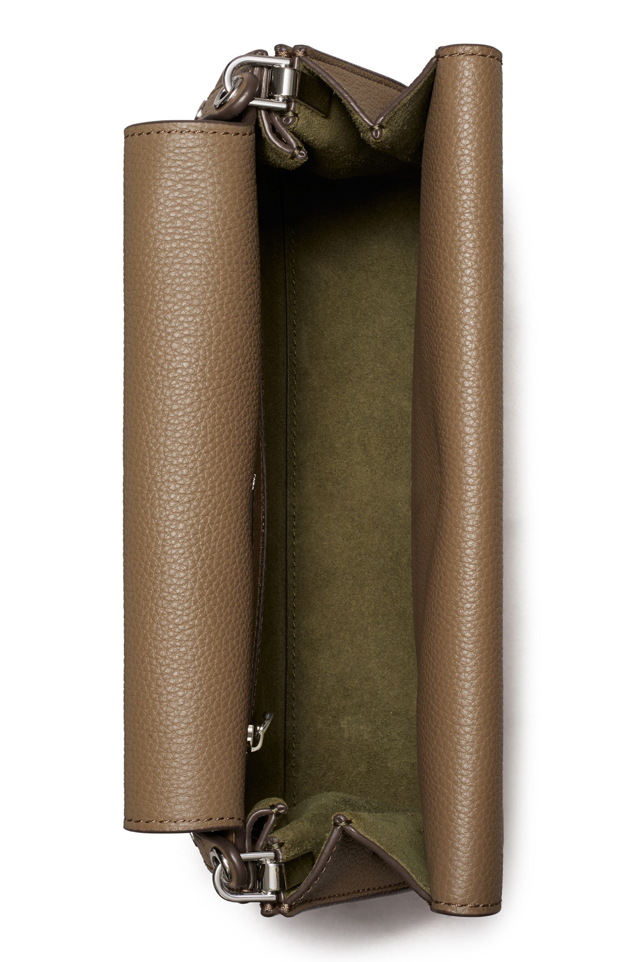 Tory Burch Lee Radziwill Leather Shoulder Bag, Alternate, color, Wild Mushroom