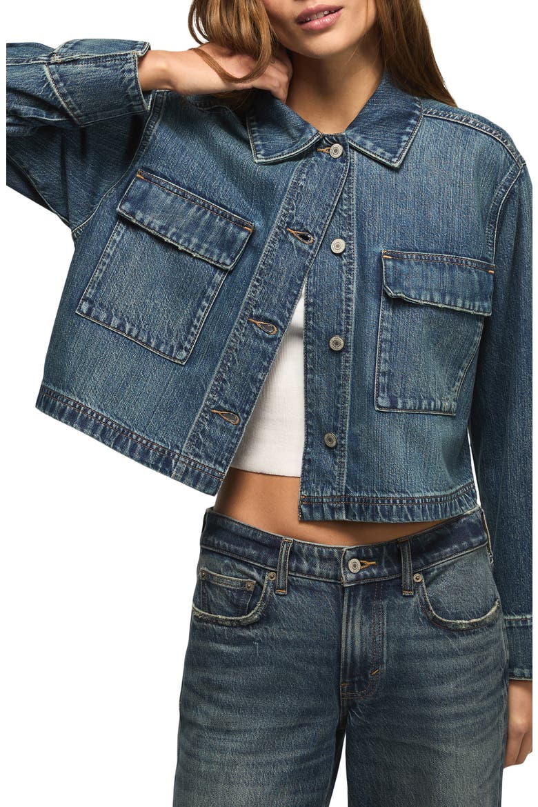 Utility Denim Jacket, Main, color, GLAMOROUS WASH