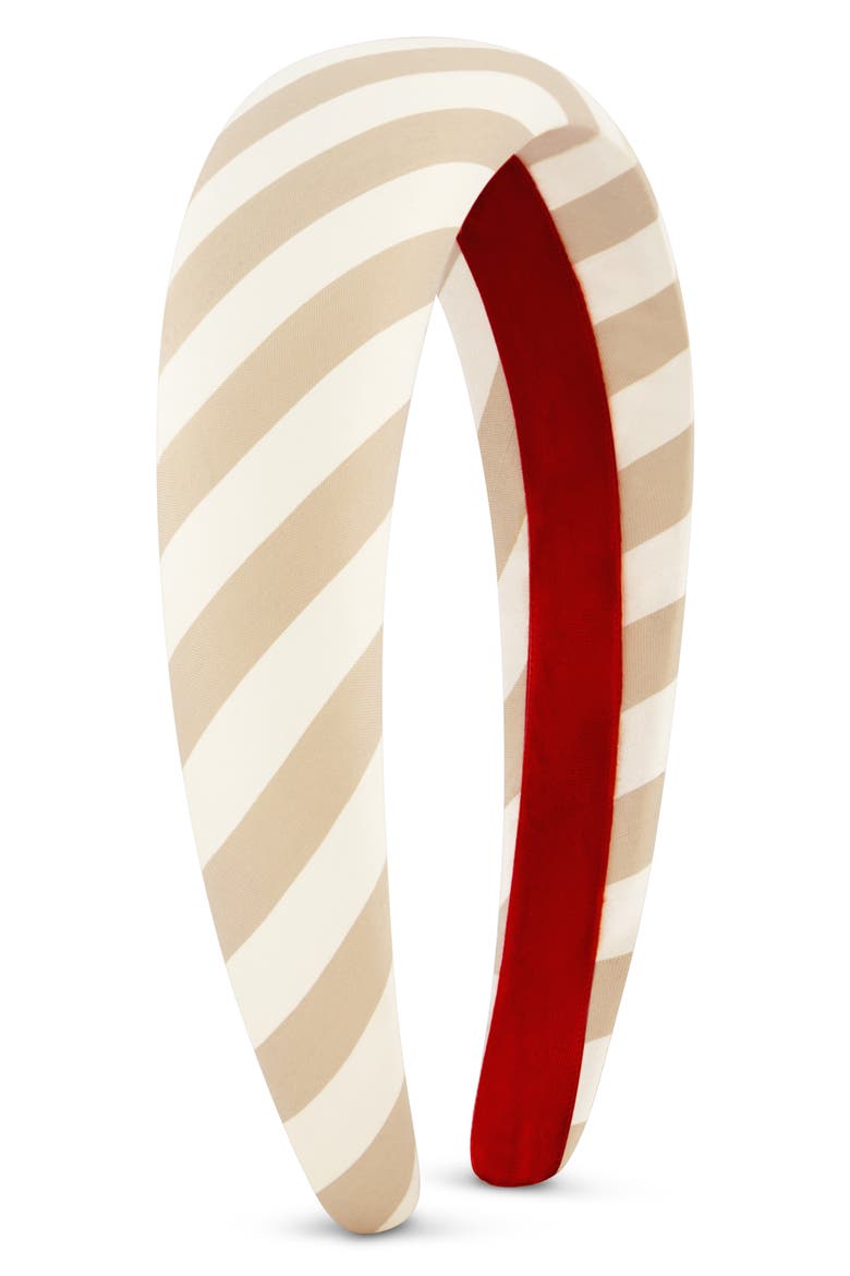 Neutral Stripe Silk Headband, Main, color, WHITE