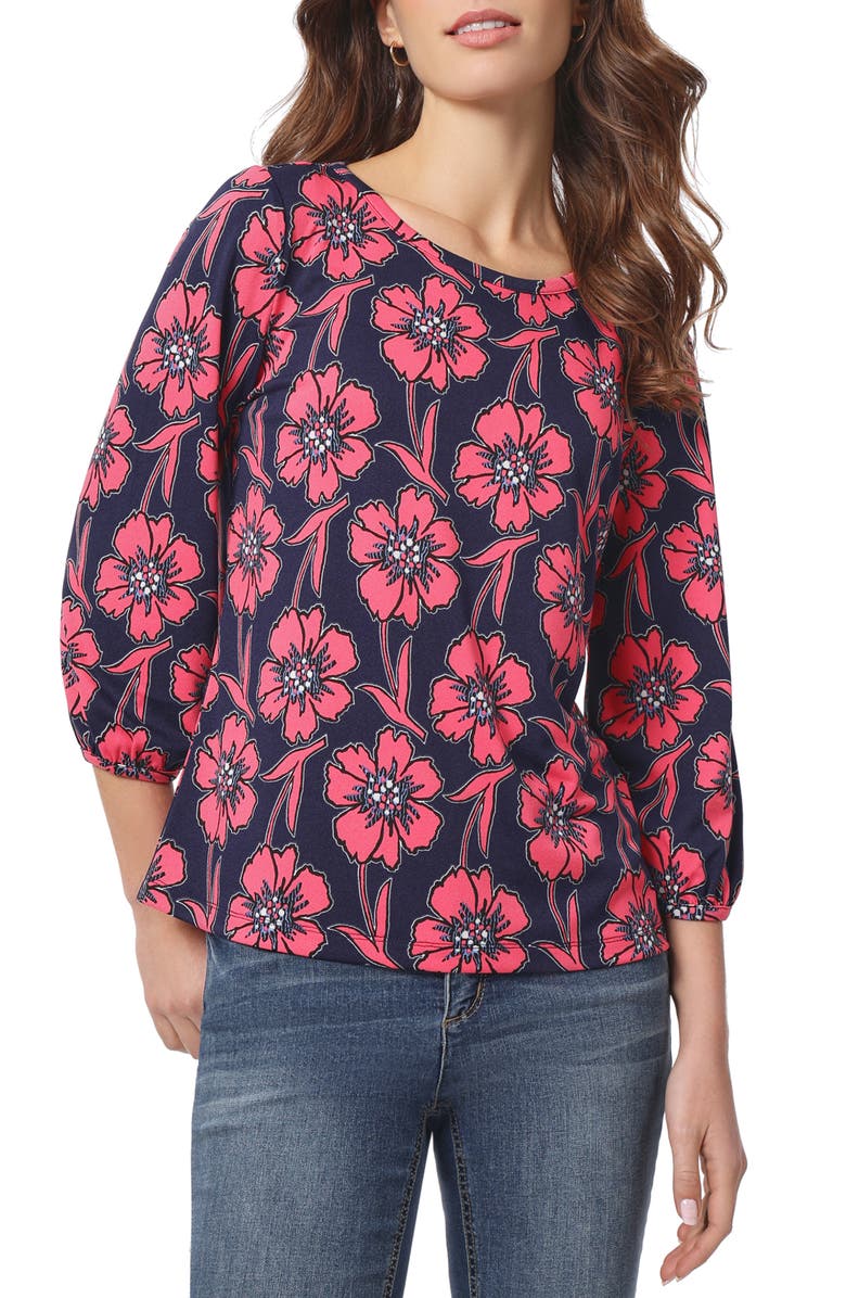 Jones New York Floral Print Knit Top, Main, color, 