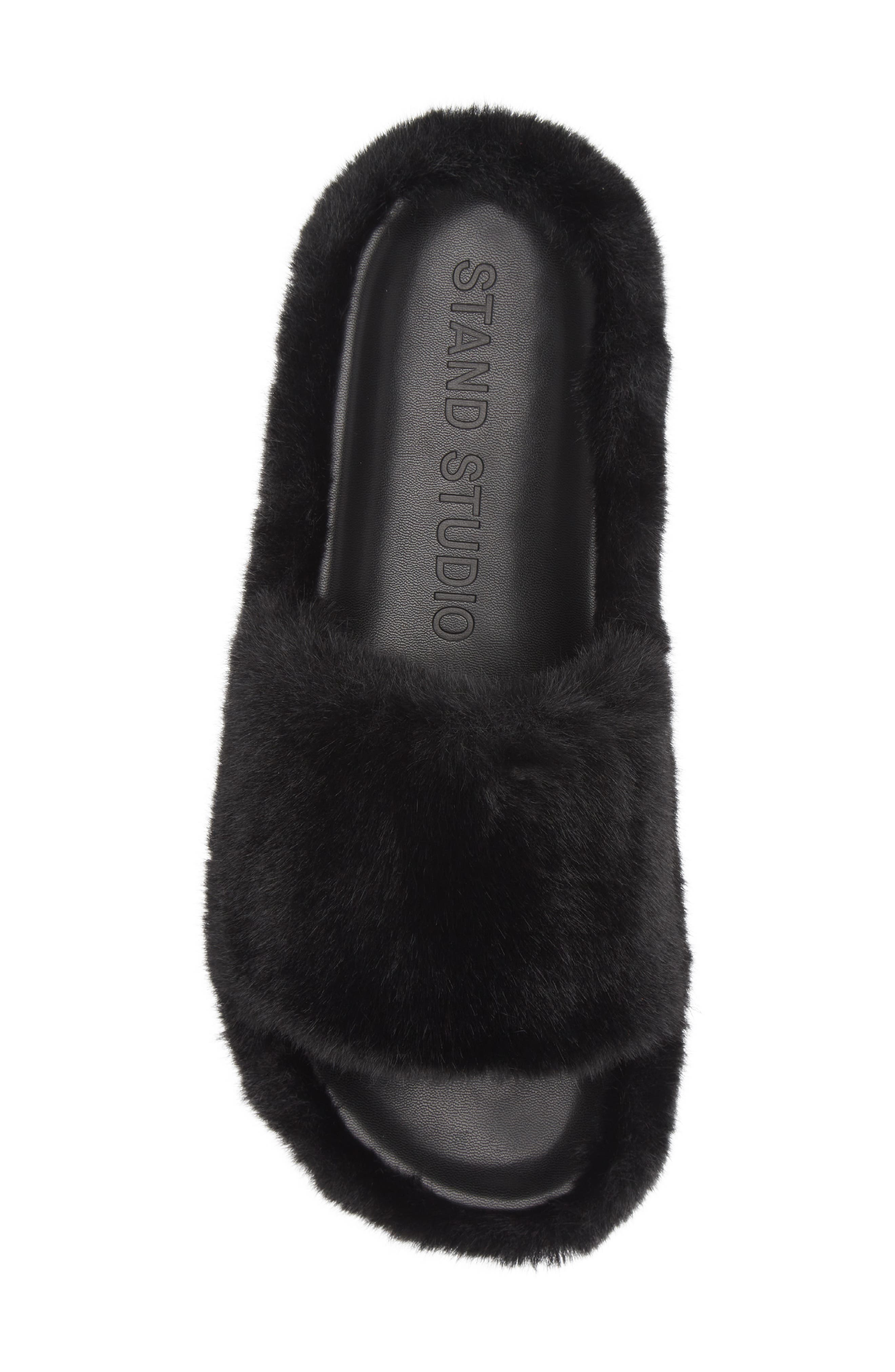 Stand Studio Leya Faux Fur Slide Sandal, Alternate, color, 