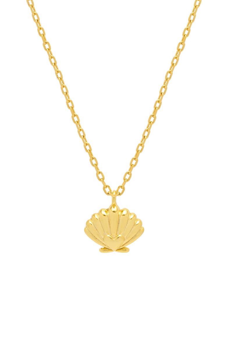 Scallop & Heart Pendant Necklace, Main, color, GOLD