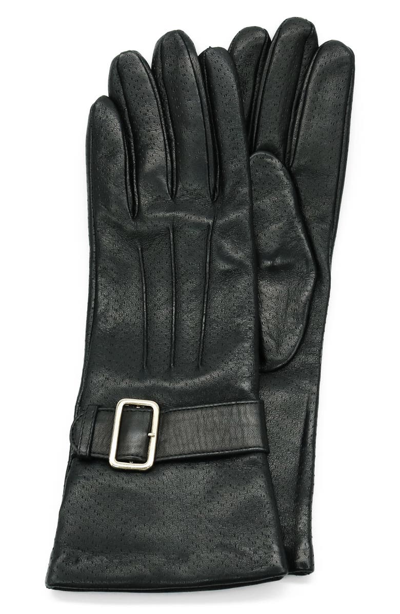 Portolano Wool Lined Leather Gloves, Main, color, Black