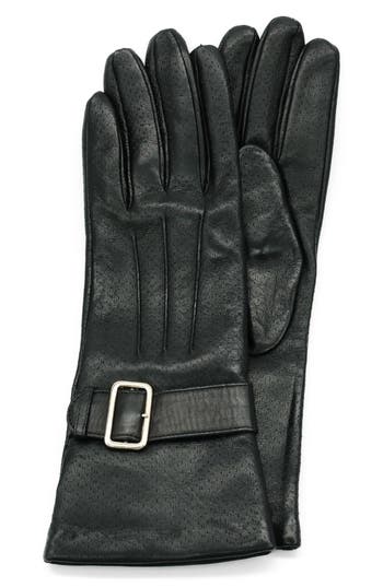 Portolano Wool Lined Leather Gloves In Black