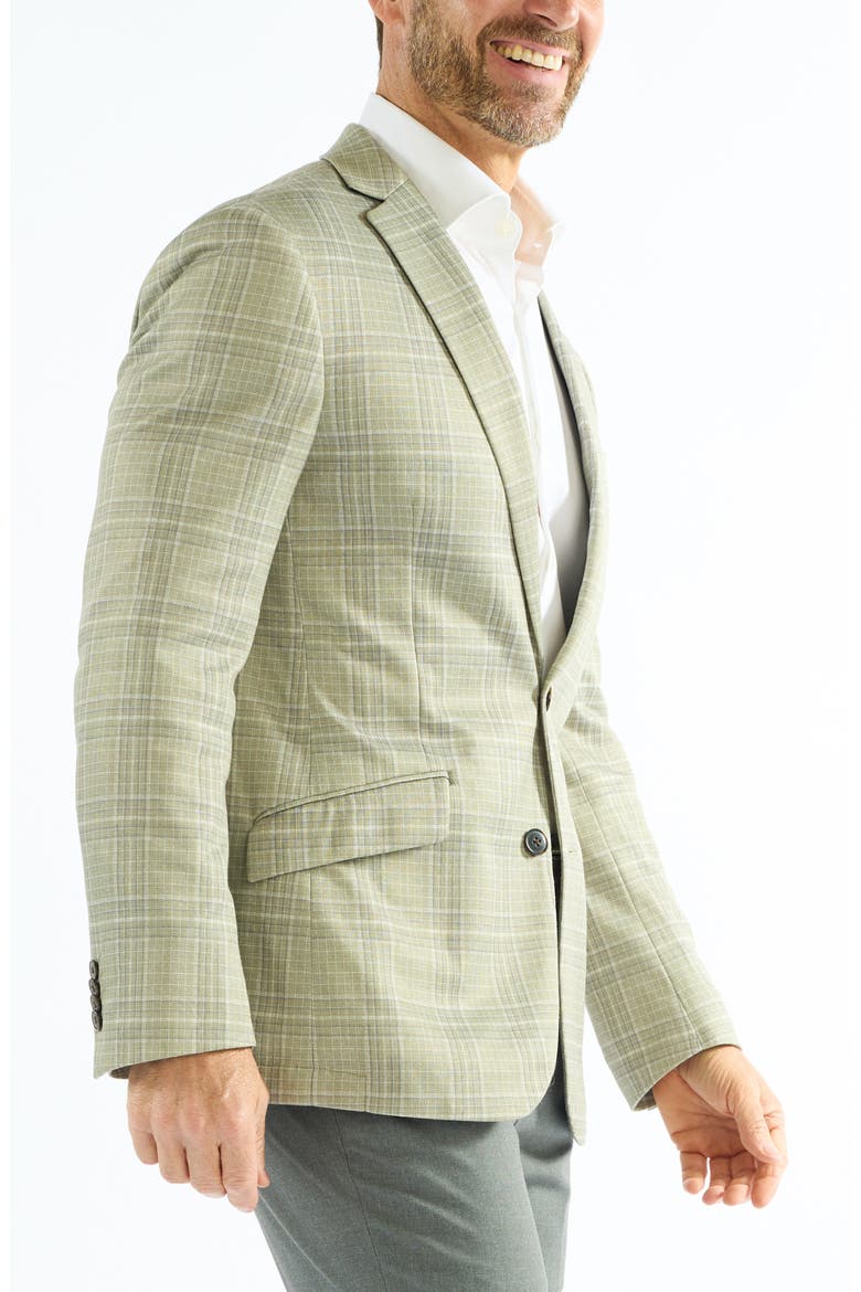 Plaid Knit Sport Coat, Alternate, color, MOSS