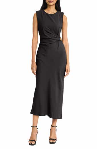 Donna Morgan Side Ruched Strapless Midi Dress