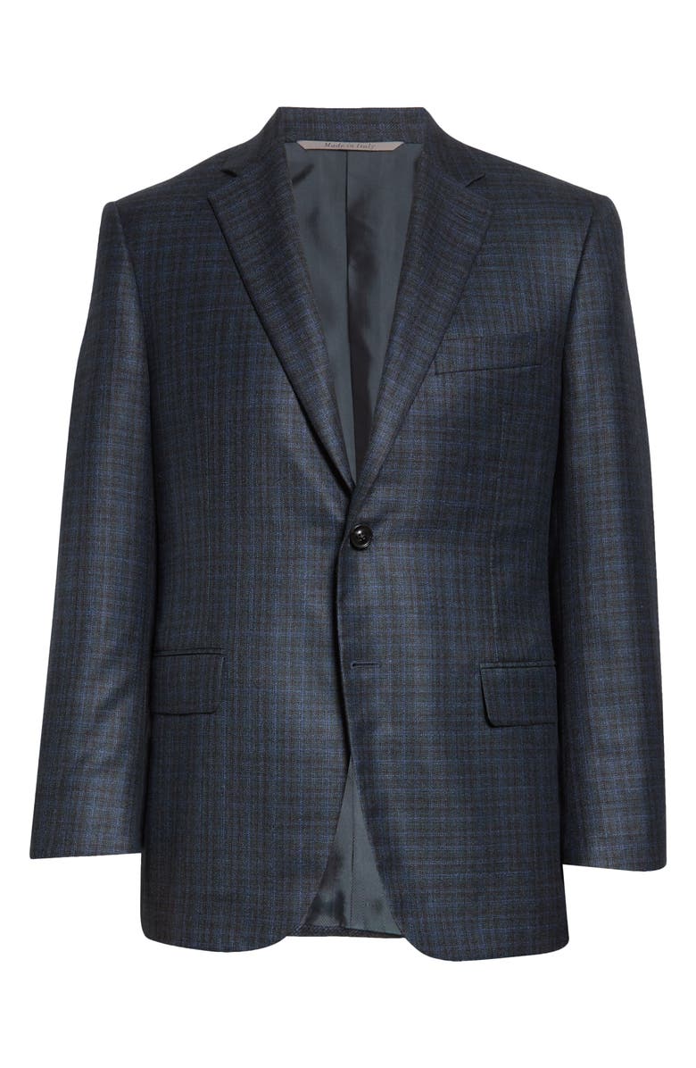 Canali Siena Plaid Silk & Cashmere Sport Coat, Alternate, color,