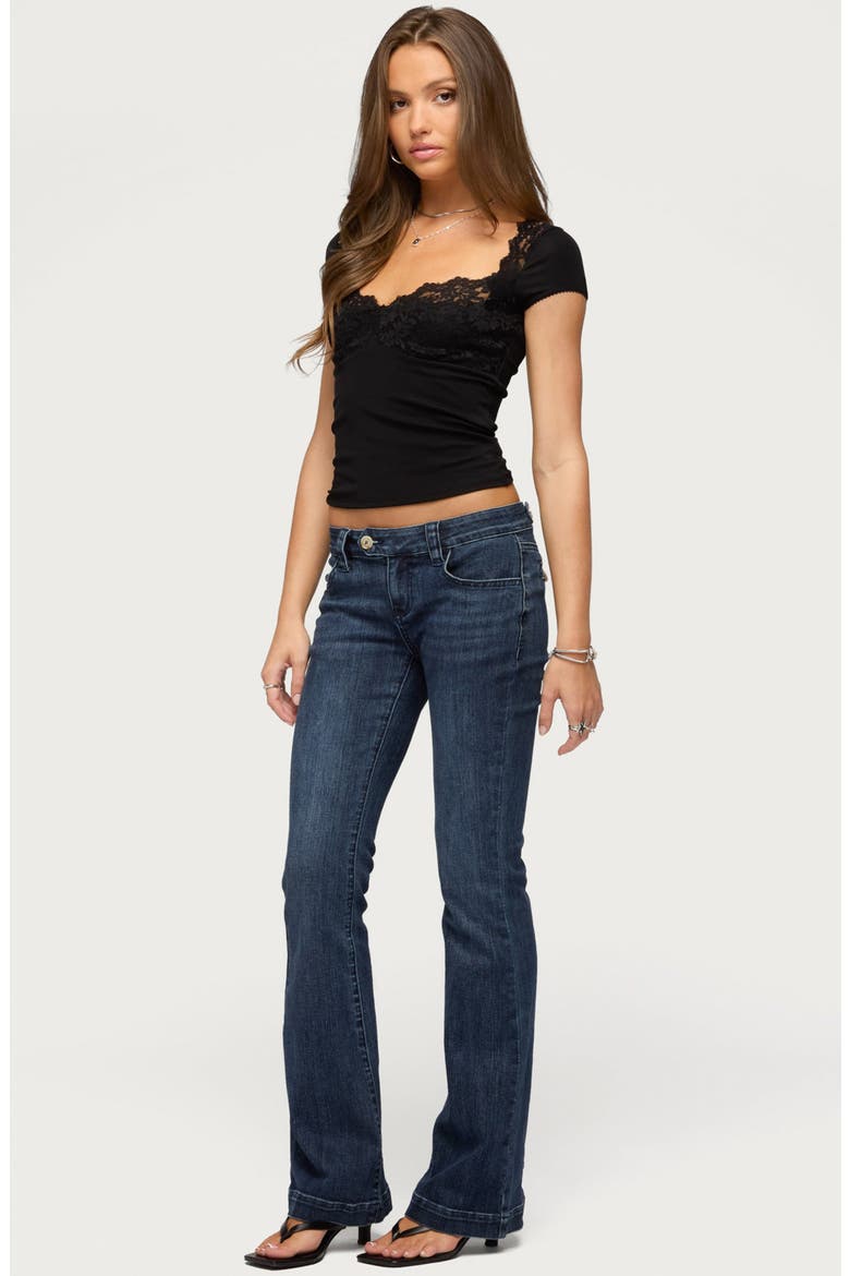 Nellwyn Lace Trim Crop Top, Alternate, color, BLACK