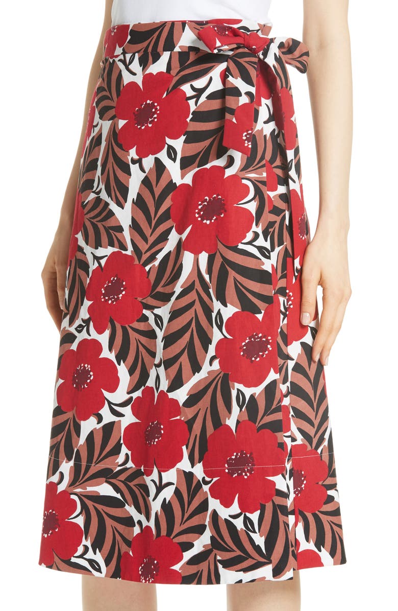 ZDNU KATE SPADE kate spade new york poppy field wrap skirt, Alternate, color,
