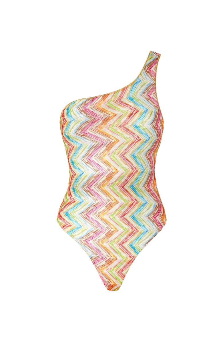 Missoni One-shoulder One-piece Swimsuit In Printed Tulle, Alternate, color, Multicoloured