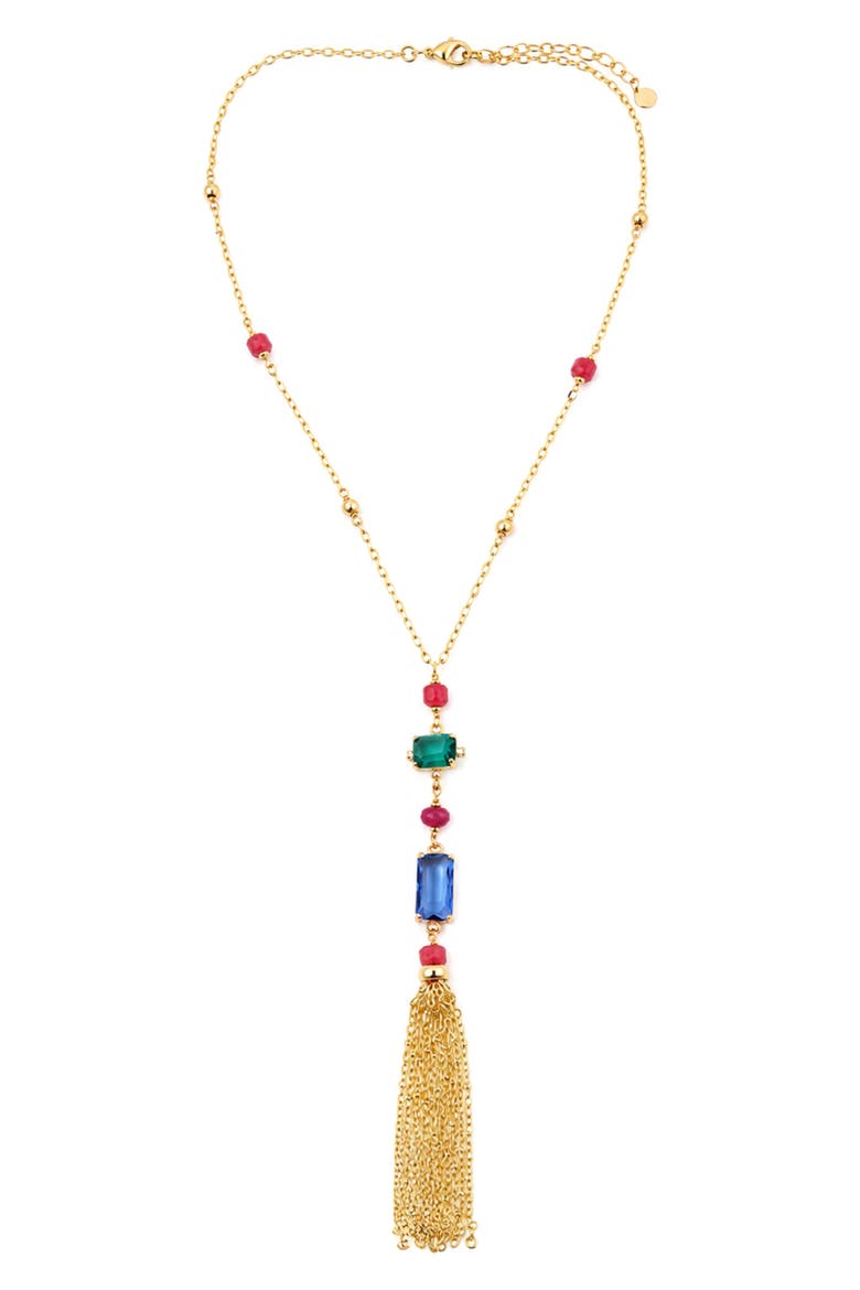 Crystal Tassel Y-Necklace, Main, color, MULTI
