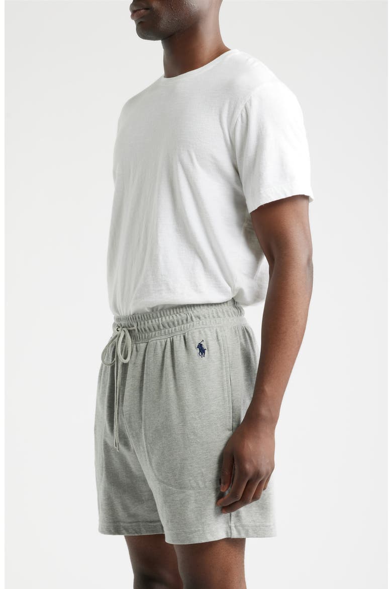 Featherweight 6-Inch Cotton Blend Piqué Pajama Shorts, Alternate, color, ANDOVER HEATHER CRUISE NAVY