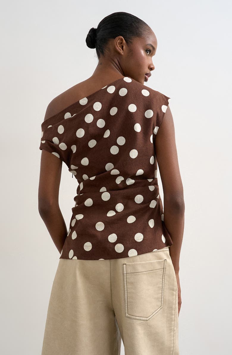 Topshop Polka Dot Print Off the Shoulder Top, Alternate, color,