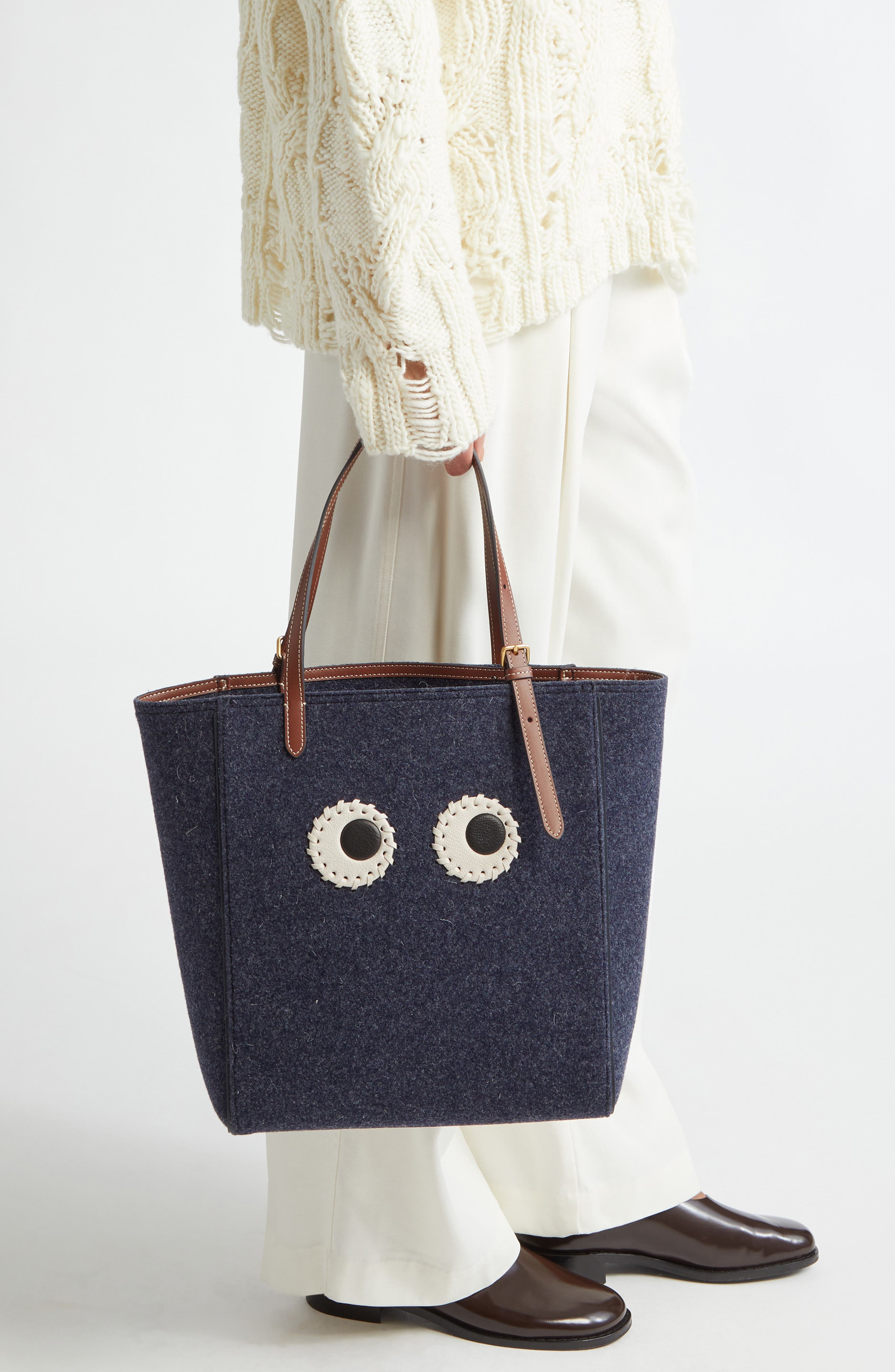Anya Hindmarch Small Eyes Wool Tote, Alternate, color, 