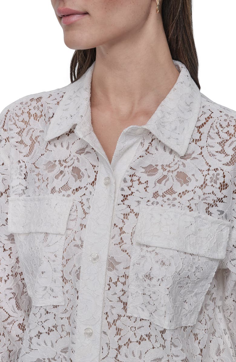 DKNY Jeans Lace Utility Shirt, Alternate, color, White