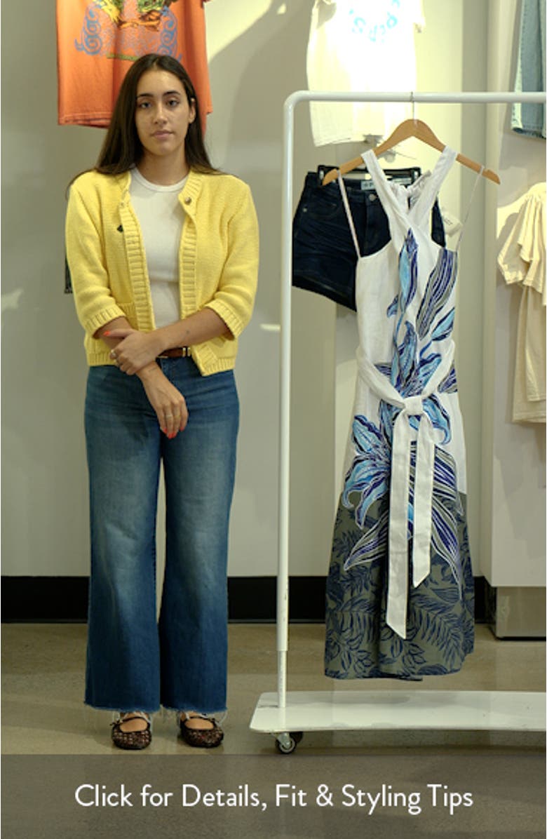 Regal Blooms Tie Waist Linen Midi Dress, sales video thumbnail