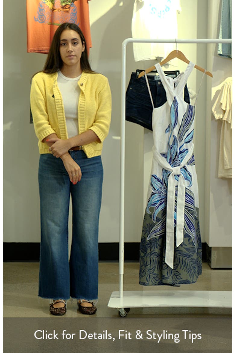 Regal Blooms Tie Waist Linen Midi Dress video