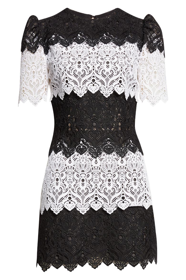 Colorblock Lace Minidress, Alternate, color, BLACK/ WHITE
