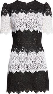 Carolina Herrera Colorblock Lace Minidress