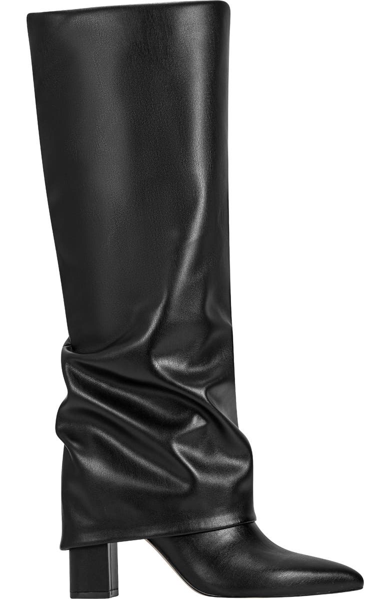 Marc Fisher Foldover Block Heel Boot, Alternate, color, Black