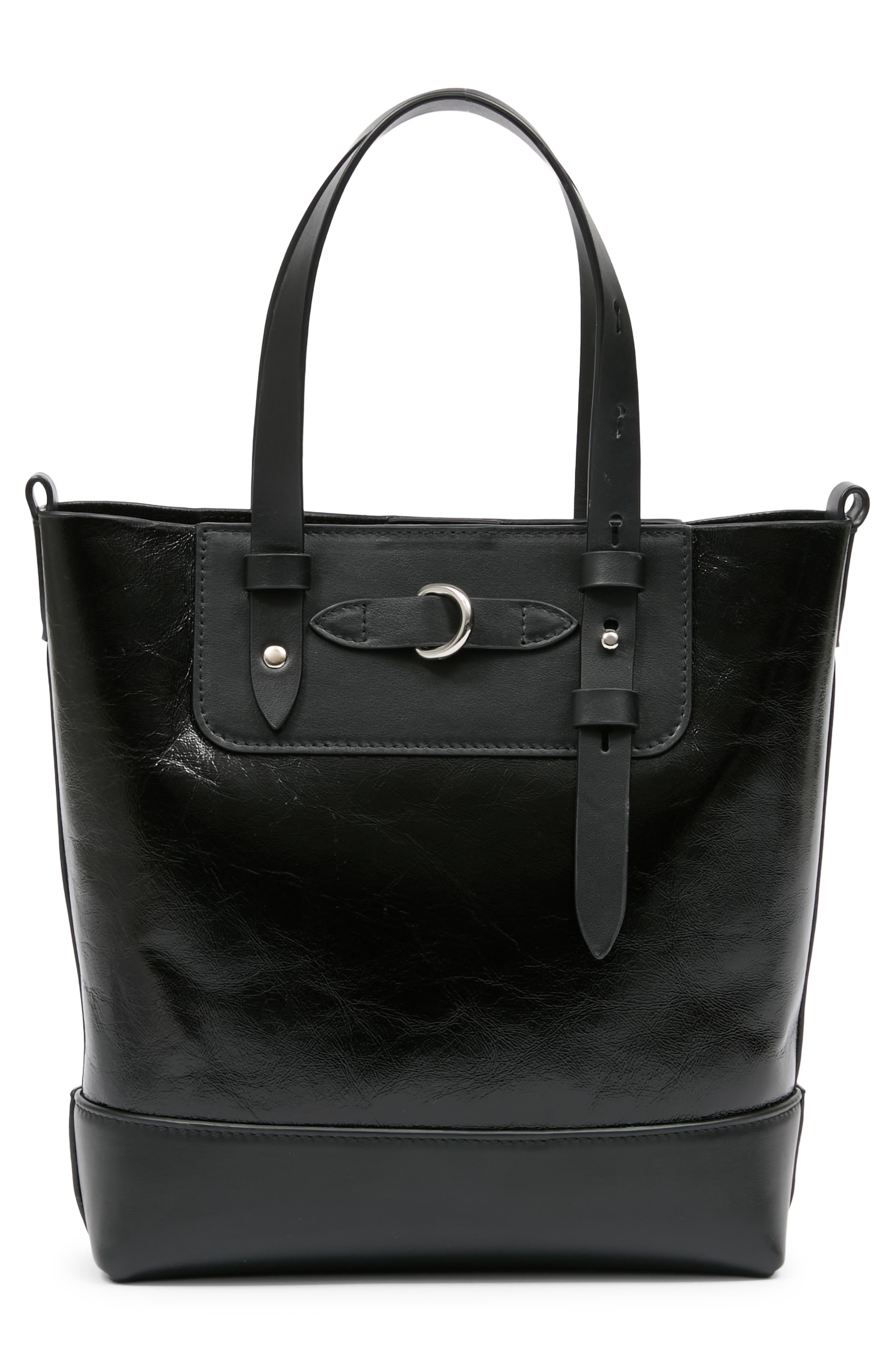 Maison Margiela Mini Leather North/South Tote, Alternate, color, Black/ Black