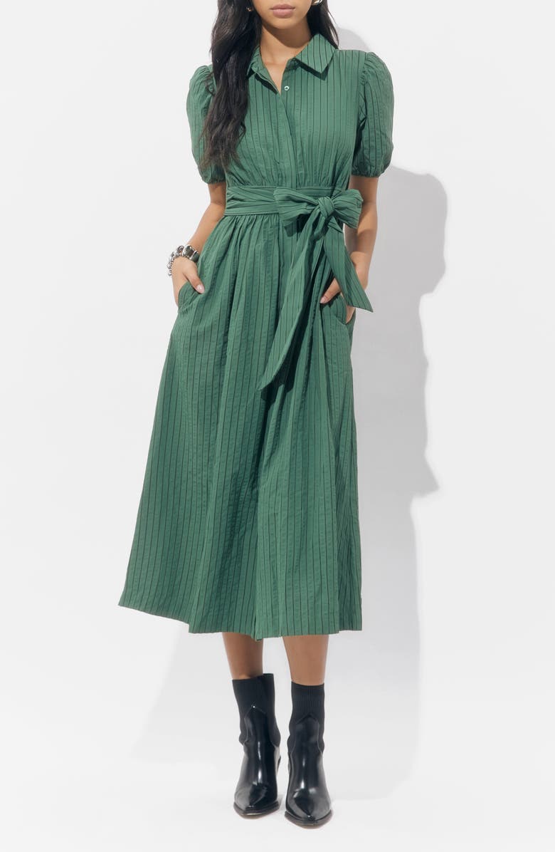 Adelyn Rae Traici Stripe Shirtdress, Alternate, color, Olive
