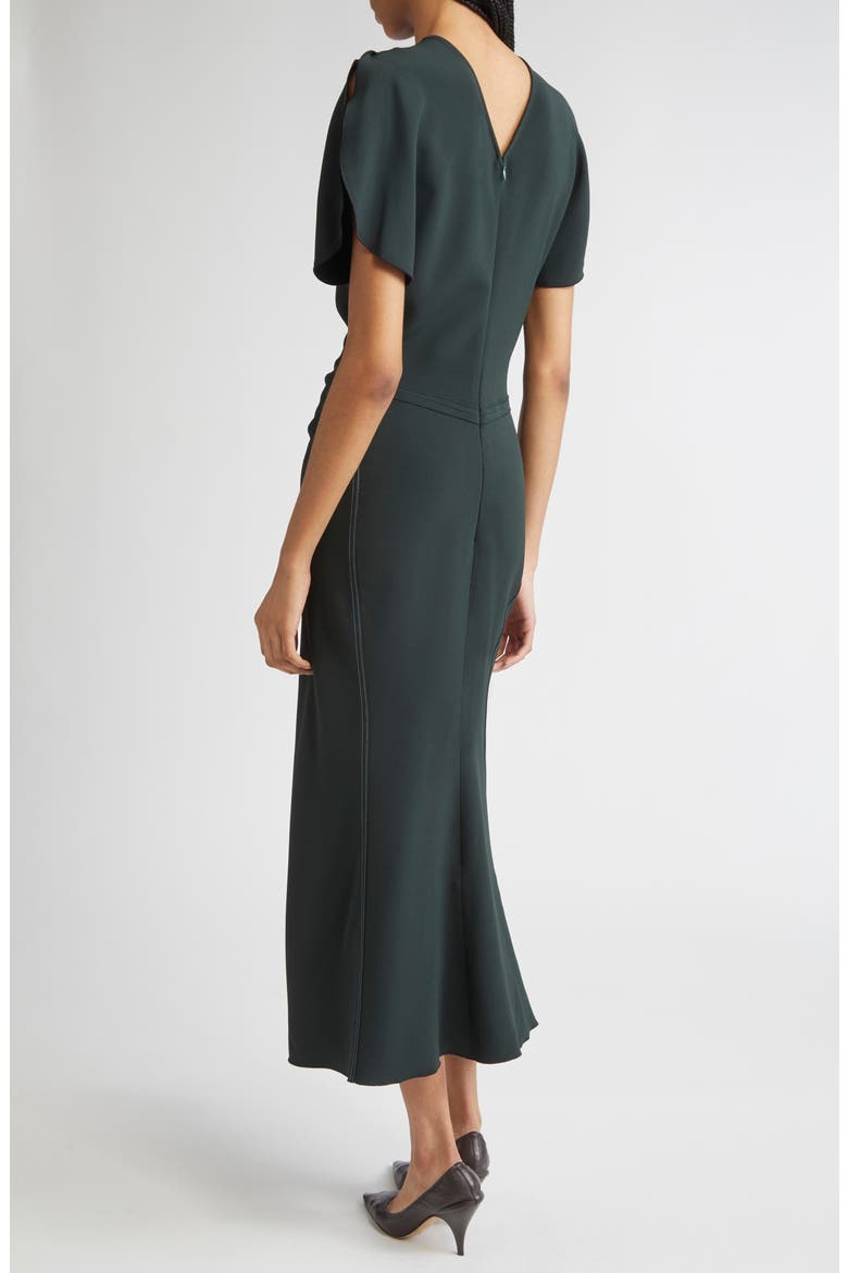 victoria beckham gathered crepe midi dress Victoria Beckham Bela Gathered Crepe Back Satin Midi Dress