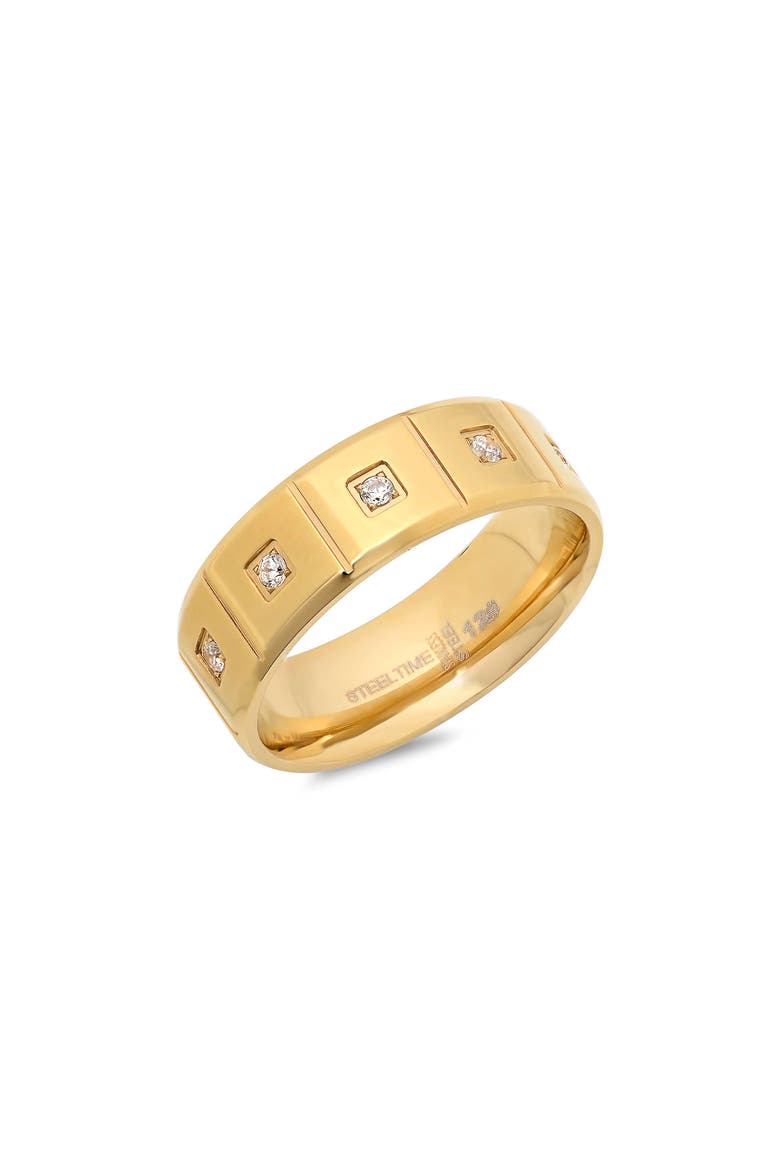 Men's 18k Gold Plated Stainless Steel Cubic Zirconia Ring, Main, color, GOLD