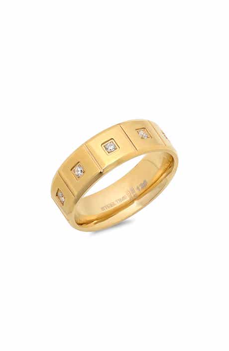 Men's 18k Gold Plated Stainless Steel Cubic Zirconia Ring