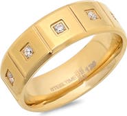 STEELTIME Men's 18k Gold Plated Stainless Steel Cubic Zirconia Ring