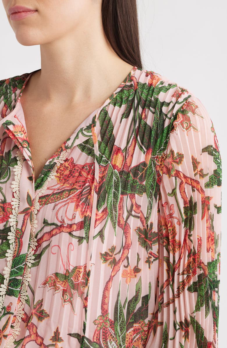 KOBI HALPERIN Helen Floral Pleated Top, Alternate, color, Peony Mult
