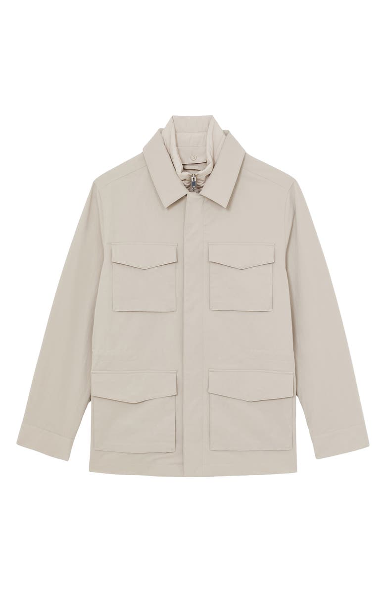Reiss Bryson Stretch Nylon Field Jacket with Removable Quilted Bib, Alternate, color, Stone