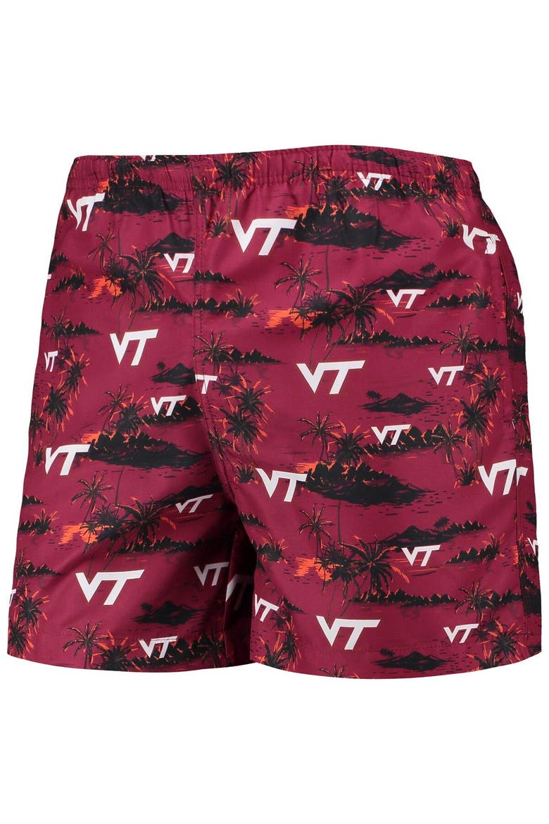 Men's FOCO Maroon Virginia Tech Hokies Island Palm Swim Trunks, Alternate, color, Maroon