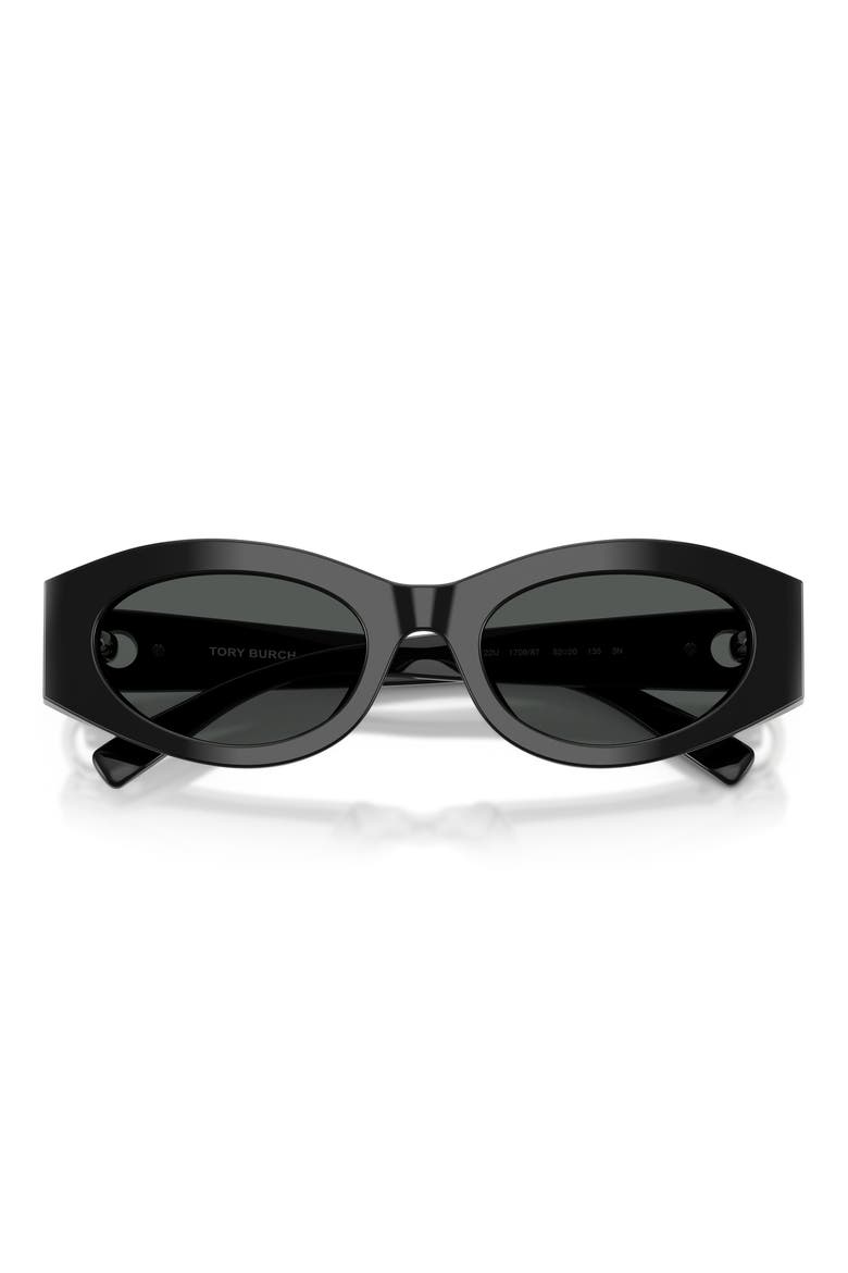 52mm Oval Sunglasses, Alternate, color, BLACK / DARK GREY