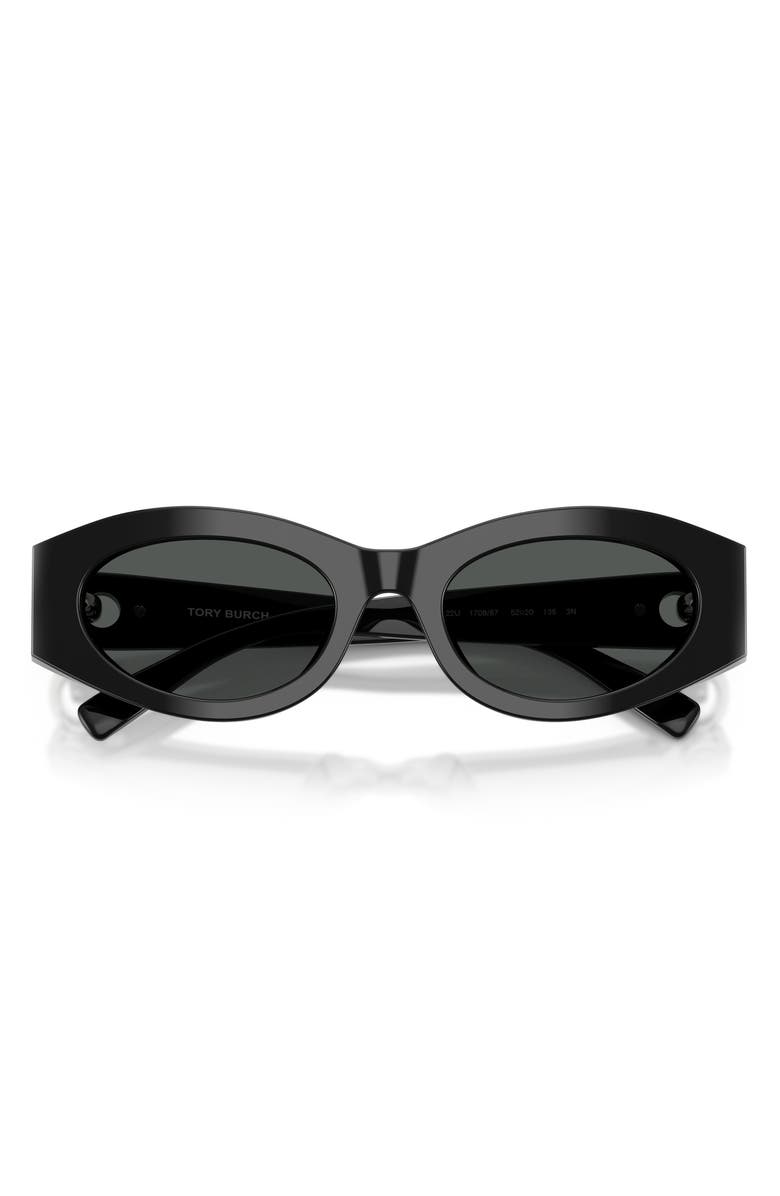 Tory Burch 52mm Oval Sunglasses, Alternate, color, Black / Dark Grey