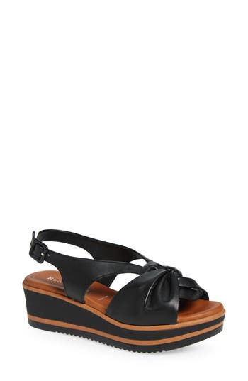 Ron White Prissy Slingback Platform Wedge Sandal In Black