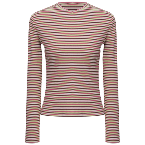 Dolman V-Neck Striped Long Sleeve Tee